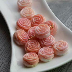 Queen <b>Shell</b> Pink Pearl Rose Bead 15mm Double-Sided Carved For <b>Bracelet</b> Making - Product Image 3
