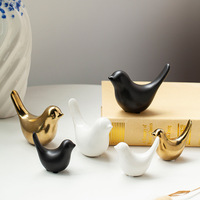 Vente chaude Céramique Artisanat Or Oiseau Ensemble Céramique Petits Oiseaux pour La Décoration De La Maison