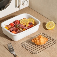 Plats à gratin en céramique pour four avec grilles en acier inoxydable 304, 3 tailles, compatibles avec les fours à micro-ondes
