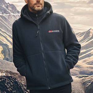 Unisex Autumn Zipper Closure Standard Hooded Fleece Bomber Jacket Finished Outdoor <b>Coat</b> Sizes <b>M</b>-5XL Featuring Front Plain Dyed - Product Image 3