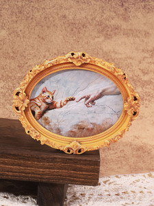 Imán para Refrigerador con Marco Dorado Retro con Imagen de Gato, Diseño de <span class=keywords><strong>Dios</strong></span> Ama a los Gatos, Crea Adán - Product Image 3