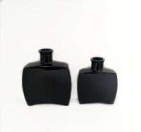Bouteille de diffuseur en verre noir poli, contenant personnalisé vide, décoratif, pour salle en verre, emballage de bouteille, 100ml, 10 pièces