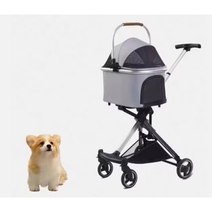 Free Sample Pet Stroller With Mesh Skylight <b>Foldable</b> 4 Wheels Pet <b>Cart</b> With Cosy Handle - Product Image 3