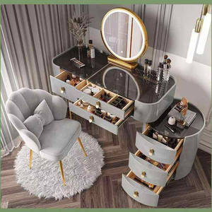 <span class=keywords><strong>Tocador</strong></span> de Lujo Nórdico para Dormitorio, de Madera Maciza y Losa de Roca, Moderno y Sencillo, Estilo Ins Popular en Internet, con Almacenamiento - Product Image 3