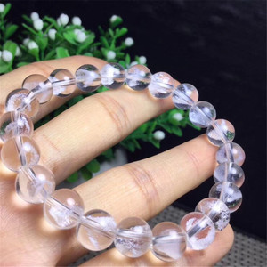 Natural Different Size <strong>Clear</strong> Crystals <strong>Quartz</strong> White Angel Aura Ghost Crystal Healing <strong>Bracelet</strong> - Product Image 5