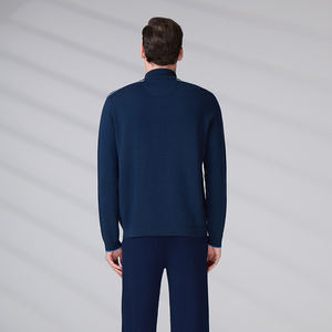 Pull en coton pour homme à col zippé, tricot jacquard personnalisé, manches longues, tendance hiver - Product Image 5