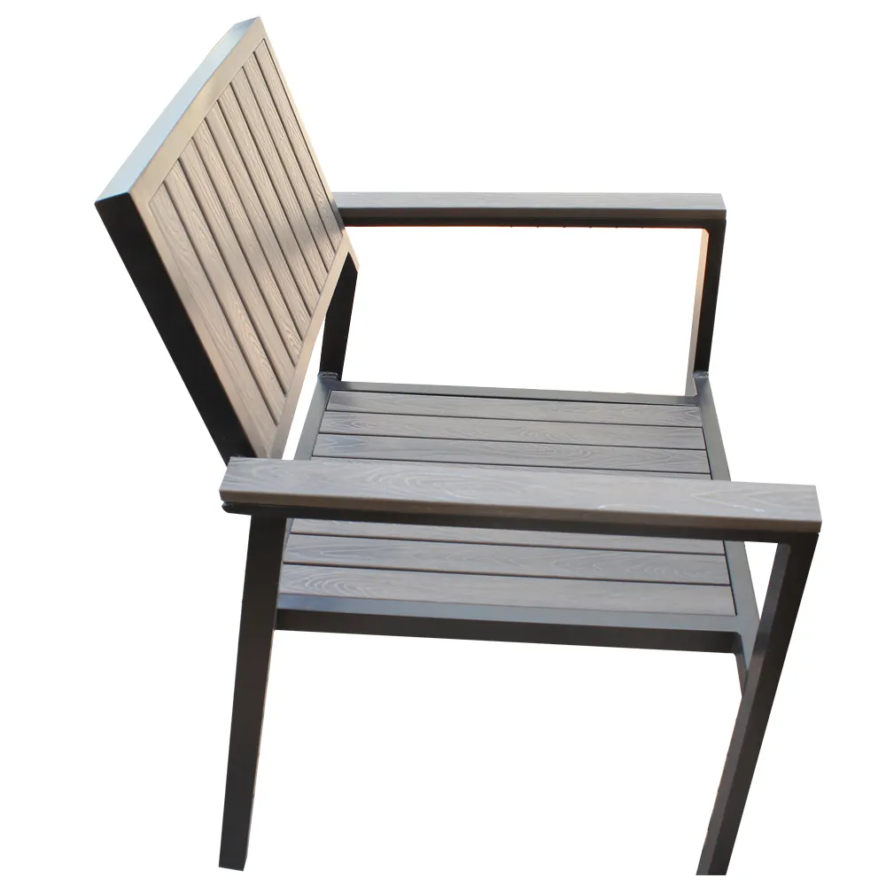 Высококачественная уличная обеденная скамейка, стол для пикника, Набор стульев из металла и композитного материала Wpc и Набор стульев, садовая мебель из пластика