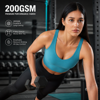 Soutien-gorge de sport à bonnets fixes pour femme, col en V, 200 GSM, haut de yoga à maintien élevé pour l'entraînement et la gym