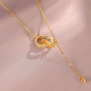 Collier à pampilles entrelacées tendance avec micro-incrustations de diamants pour femme, accessoire de cou polyvalent haut de gamme - Product Image 6