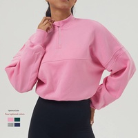 Vêtements de sport pour femmes, séchage rapide, respirant, extensible, anti-transpiration, demi-zip, épais, en stock