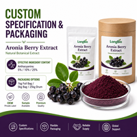 LongBio Natuurlijk Aronia Bessenpoeder Zwarte Chokeberry Poeder Aronia Melanocarpa Fruitpoeder voor Drank Voedingssupplement OEMBulk