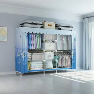 New 201G Folding Canvas Wardrobe Assemble Wardrobes Foldable Clothes Cabinet Kids Portable Fabric Wardrobe Closet Organizer