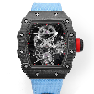 Montre mécanique de luxe pour homme, personnalisée, de forme tonneau, haut de gamme, avec tourbillon, en fibre de carbone - Product Image 1