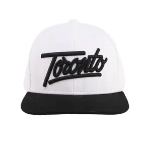 Grosir topi snapback klasik 6 panel toronto topi bisbol logo bordir katun 100% untuk uniseks