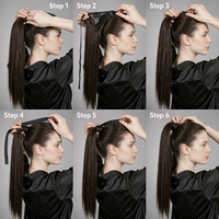 D.S Hair 22" 100g Fibre synthétique de haute qualité pour queue de cheval lisse à enrouler, postiche longue durée