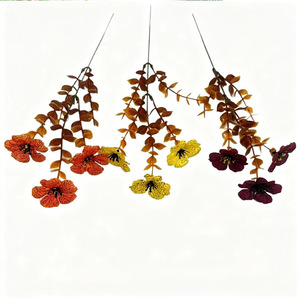 Fleurs artificielles d'automne, bouquet d'eucalyptus à tige unique, jaune, orange, violet, pour décorations de mariage en intérieur - Product Image 2