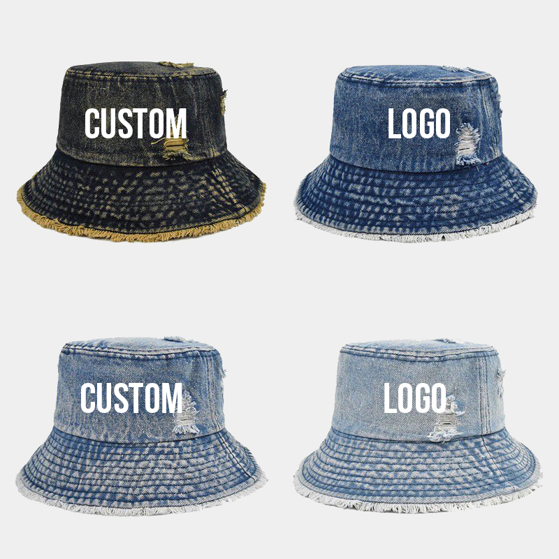 帽子 ICT BUCKET CAP DRY DENIM Men's bucket hat, blue denim with a medium wash | Diesel