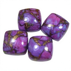 Pierre précieuse naturelle turquoise violette de haute qualité, cabochon coussin, 14x14mm, avec expertise tierce pour la fabrication de bijoux en gros - Product Image 1