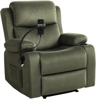 Fauteuil inclinable avec fonction chaleur et massage, fauteuil inclinable en velours |   Canapé confortable avec support pour téléphone et accoudoirs larges