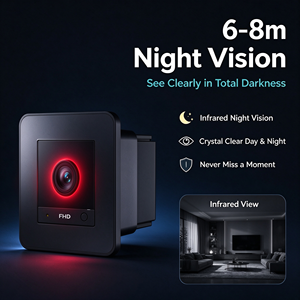 Caméra de sécurité sans fil Wi-Fi OiKay 1080P HD pour intérieur avec vision nocturne IR, visualisation à distance, surveillance bébé, animal domestique, <span class=keywords><strong>nounou</strong></span>, enregistrement Cloud et SD - Product Image 1