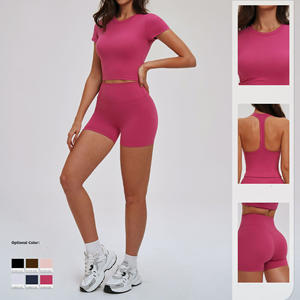 <b>Women</b> Custom Logo Lace Solid Breathable Yoga Gym Running Sports Set High Waist Seamless <b>Shorts</b> Butt Lifting Leggings Fitness - Product Image 3