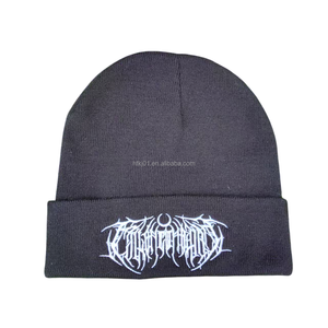 Bonnet d'hiver en acrylique uni pour homme <span class=keywords><strong>et</strong></span> <span class=keywords><strong>femme</strong></span>, tricoté chaud, avec logo personnalisé en patch tissé - Product Image 1