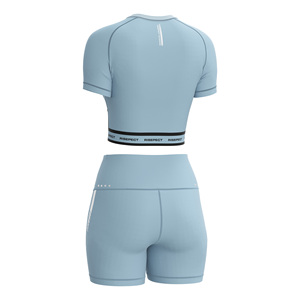 Conjunto Deportivo Personalizado para Mujer, Camiseta de Manga Corta, Pantalones Cortos de Cintura Alta, Tira Reflectante para Entrenamiento Nocturno - Product Image 2