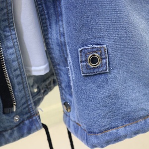 Spring New Arrival <strong>Ladies</strong> Ripped Jeans Coat Womens Drawstring Cotton Denim <strong>Jacket</strong> Oversize <strong>Sequins</strong> Jean <strong>Jacket</strong> - Product Image 3