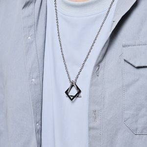 Instagram-worthy minimalist Nordic Viking triangle and square geometric necklace, niche and artistic, colorfast <b>titanium</b> steel j - Product Image 3