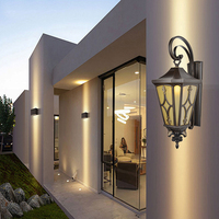 Lámpara de Pared Exterior Vintage Personalizada, Solar, Impermeable IP66, de Metal y Vidrio, Regulable, para Jardín, Porche, Villa, Hotel