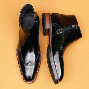 Bottes de travail vintage Amish de luxe haut de gamme pour hommes, imperméables, à lacets, avec semelle Goodyear et empeignes robustes en cuir véritable - Product Image 4