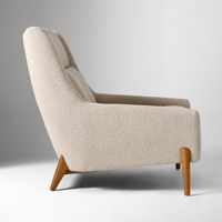 Meubles de salon au design moderne Fauteuil à armature en bois massif Chaise longue en tissu