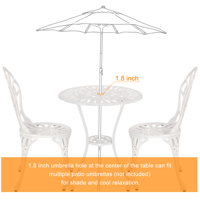 Ensemble de table et de chaises d'extérieur en aluminium coulé durable, trois pièces, pour balcon, terrasse ou jardin, pour prendre le thé