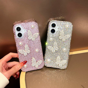 <span class=keywords><strong>Coque</strong></span> de téléphone de luxe DIY Papillon pour <span class=keywords><strong>iPhone</strong></span> 17 Air 16 13 14 12 Pro Max 15 Plus avec strass, perles et dragonne chaîne - Product Image 4
