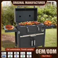 Offre Spéciale robuste grande armoire arrière-cour jardin réglable en hauteur chariot barbecue charbon de bois barbecues