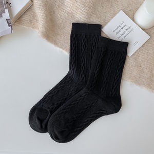 Autumn Winter Women Cashmere Mid Tube <b>Socks</b> Twist Korean Style Ins <b>Long</b> Tube Pile <b>Socks</b> Solid Color Japanese <b>Socks</b> - Product Image 2