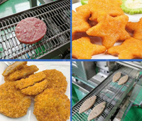 Ligne de production automatique de galettes de viande en acier inoxydable 304, machine de formage, d'enrobage et de panification pour galettes de burger et nuggets