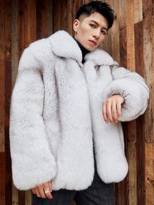 חדש מגיע קאסקו דה פלה דה רופוזה צבע אחיד צווארון כפול שכבות חורף הלבשה עליונה פלאפית גברים מעיל פרווה ארוך - Product Image 4