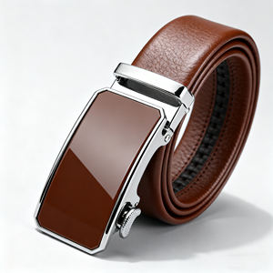 Ceinture en cuir marron de haute qualité pour hommes avec une boucle automatique élégante, parfaite pour les occasions d'affaires et décontractées - Product Image 1