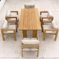 Ensemble de table et chaises de jardin en teck naturel Sigma Factory pour terrasse, restaurant, hôtel, extérieur