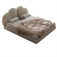Lit double JINS en chêne massif de luxe moderne avec dossier rembourré, ensemble de chambre à coucher pour enfant princesse, taille King, écologique et durable