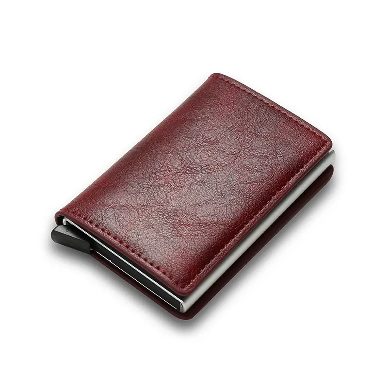 PU Leather RFID Blocking Black Leather Wallet Pocket Card Holder Cheap Men Women Carbon Fiber RFID Wallet Leather
