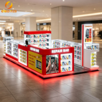 Kiosque de centre commercial pour coques de téléphone portable avec éclairage LED, comptoir d'exposition d'accessoires de téléphonie mobile, kiosque de vente au détail pour magasin de téléphonie
