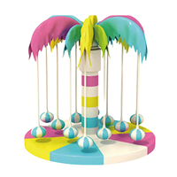 Aire de jeux intérieure colorée et amusante pour enfants, en forme de château, avec structure en palmier de coco rotatif et souple, équipement de parc d'attractions en acier