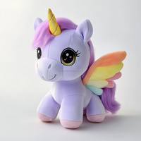 Peluche personnalisée d'anime, licorne arc-en-ciel brodée, adorable grande poupée cheval ange, jouets en peluche super doux avec rembourrage en coton PP