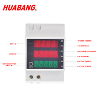D52-2047 Din Rail Voltmeter pengukur daya, Ammeter Digital multifungsi