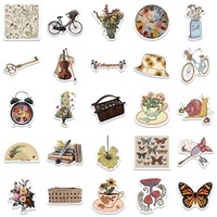 50 autocollants à motifs rétro de style dessin animé pour la personnalisation de valises et de carnets, amovibles sans répétition
