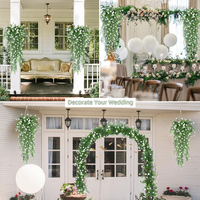 Guirlande de verdure artificielle en eucalyptus blanc, plantes en plastique pour la décoration intérieure et extérieure de mariages et de fêtes, fleurs suspendues artificielles