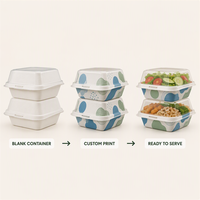 Boîte à hamburger en bagasse de canne à sucre biodégradable personnalisée, emballage alimentaire
