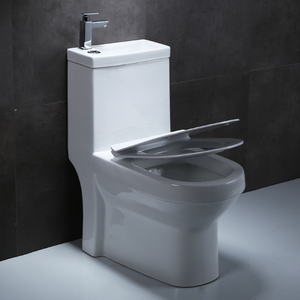 Offre Spéciale : WC en céramique à double chasse, <span class=keywords><strong>design</strong></span> sans bride, deux pièces allongé, contemporain, à sortie verticale (P-trap/S-trap) pour salle de bain - Product Image 2